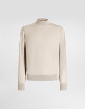 Dolce & Gabbana Cashmere Turtleneck Pullover - Man Sweaters And Cardigans Beige 48