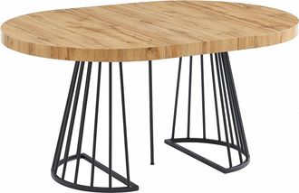 Vente-Unique Mesa de comedor extensible 2 a 12 comensales de MDF y acero - Natural y negro - FIRELA