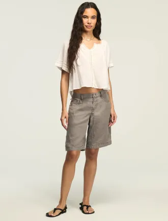 Lucky Brand Womens Baggy Linen Short