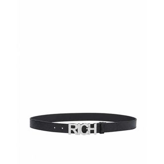 John Richmond Cintur&oacute;n de Piel con Hebilla Plateada Rich - Accessories - Mujer - Negro - 90 CM
