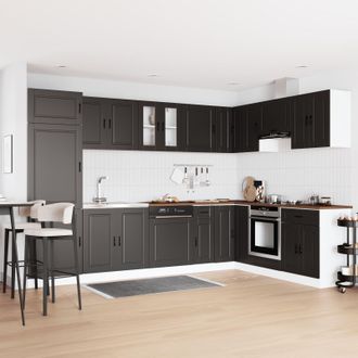 Berkfield Home Porto Sink Base Cabinet with Sink - Black - 80x46x84.5 cm - Made of Engineered Wood