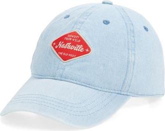 BP. Denim Graphic Baseball Cap in Medium Wash at Nordstrom