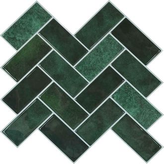 vidaXL Azulejo En Espiga 10 Uds. Verde Oscuro 30 X 30 Cm Vidaxl