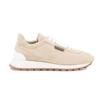 Brunello Cucinelli Sneakers, female, Beige, 4 UK, Beige Lace-Up Flat Shoes
