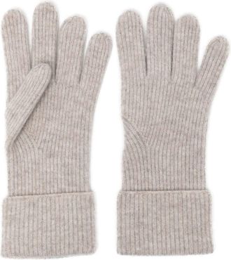 N.Peal ribbed-knit cashmere gloves - unisex - Organic Cashmere - One Size - Grey