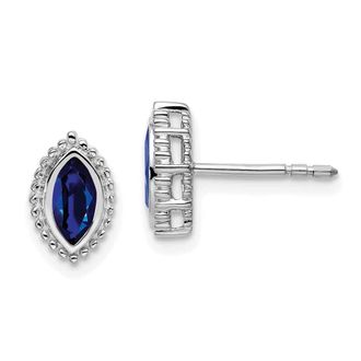 Diamond2Deal 14k White Gold Marquise Sapphire Stud Earrings