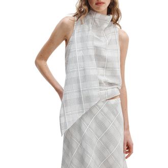 Rag & Bone Adela Funnel Neck Sleeveless Top in White Plaid at Nordstrom, Size X-Large