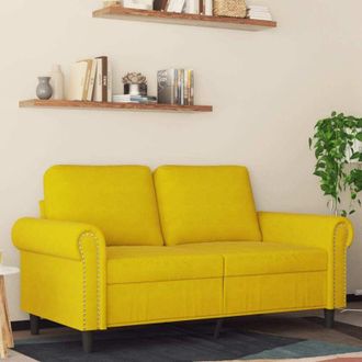 vidaXL Sof&aacute; De 2 Plazas Terciopelo Amarillo 120 Cm Vidaxl