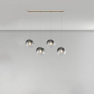 Top-Light Top-light - Lampadario Moderno Big Eclipse Metallo Ottone Satinato Vetro Fum&egrave; 4 Luci E27