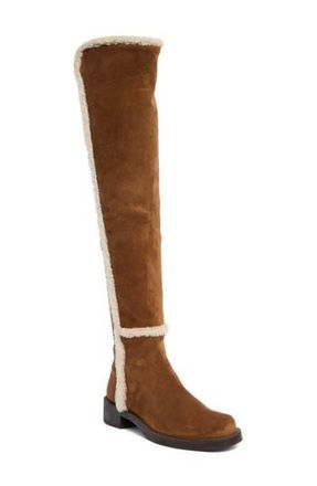 Stuart Weitzman Bold Genuine Shearling Over the Knee Boot in Deep Coffee/Nat/Deep Coffee at Nordstrom Rack, Size 7.5