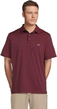 Vineyard Vines Bradley Stripe Sankaty Polo Mens Clothing Crimson/Deep Bay : 2XL, Polyester/Elastane