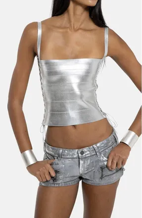 Jaded London Bandage Corset Top in Silver at Nordstrom, Size X-Small