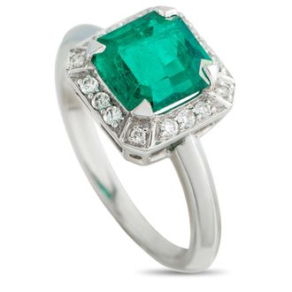 Luxury Bazaar Platinum 0.30ct Diamond and Emerald Ring MF25-051526