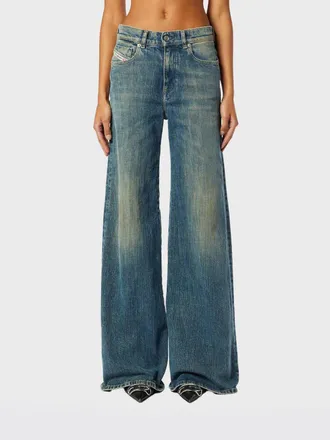 Diesel D-Akemi Low-Rise Wide-Leg Jeans in Stretch Denim