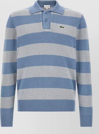 Lacoste striped cotton long-sleeve polo shirt