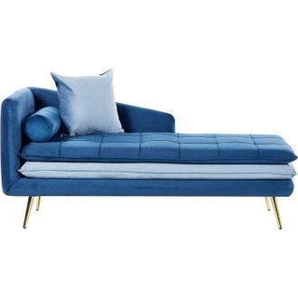 Beliani Beliani - Tufted Thickly Padded Living Room Chaise Lounge Velvet Blue Gonesse