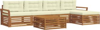 vidaXL Conjunto De Sof&aacute;s De Exterior 6 Uds. Natural Y Crema Vidaxl