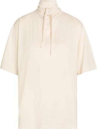 Christophe Lemaire Foulard-neck Cotton T-shirt - Cream - Xxs (UK4 / Xxs)