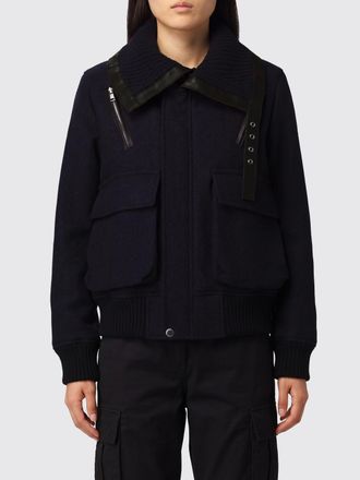 sacai Cappotto corto utility in lana e nylon con collo alla marinara e bordi a costine