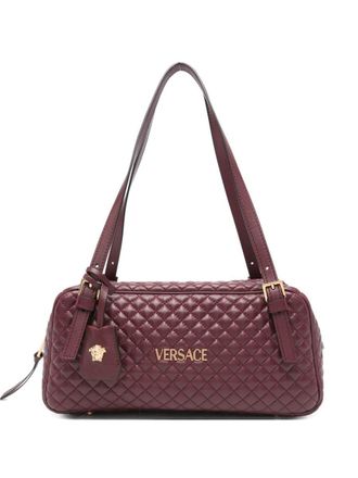 Versace Bordeaux Quilted Leather Bowling Crossbody Bag