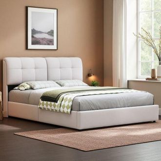 OEM Cama 160x200 - 15sm - Terciopelo Beige - Led Integrada Regulable - Cofre Hidr&aacute;ulico