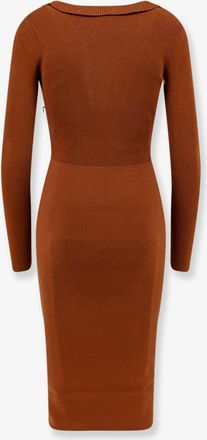 Elisabetta Franchi Womens Long Viscose-Blend Dress Brown