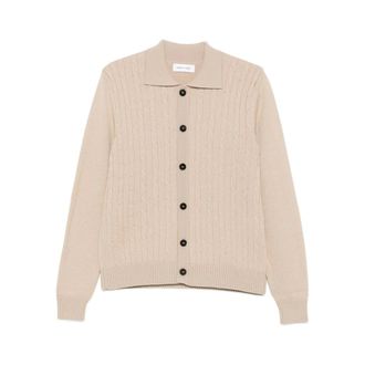 Ernest W. Baker Cardigans, male, Beige, Size: L Camel Cable Knit Collared Sweater