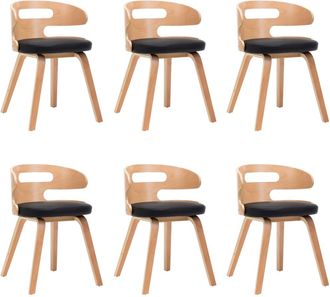 vidaXL Vidaxl - Sillas De Comedor 6 Unidades Madera Y Cuero Sint&eacute;tico Negro