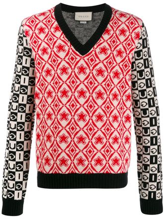 Gucci knitted V-neck jumper - men - Wool - M - White