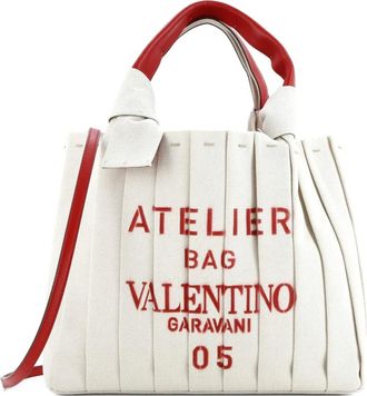 Valentino Garavani Atelier 05 geplooide canvas medium shopper - Rood