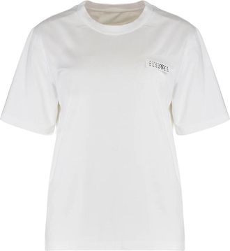 Maison Margiela T-shirt met ronde hals - Dames - T-shirts - Wit - M - Katoen - Tops