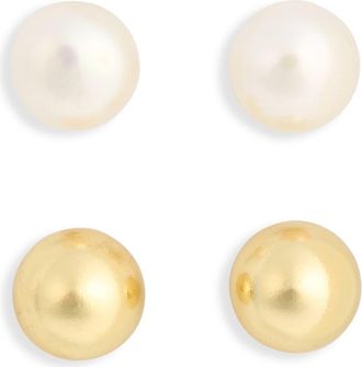 Argento Vivo Set of 2 Stud Earrings in Gold at Nordstrom Rack