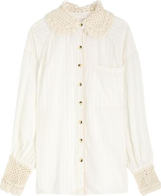 Free People Rhiannon Crochet-trimmed Shirt - White - S (UK 8-10 / S)
