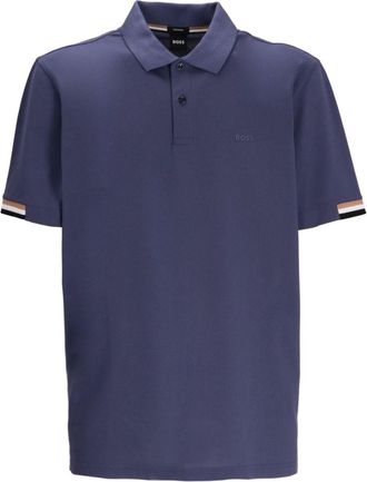 BOSS logo-embossed polo shirt - men - Cotton - S - Blue