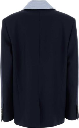 Miu Miu Womens Virgin Wool Blazer Navy Blazers