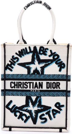 Dior Pre-owned Dior Embroidered Canvas Lucky Star Vertical Book Tote Ladies YG4T7JFQO0HGXAPG