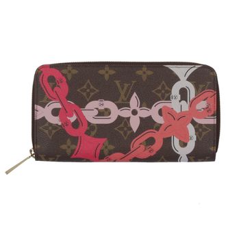 Louis Vuitton Brown Pink Monogram Canvas Long Wallet (Bi-Fold) (Pre-Owned)
