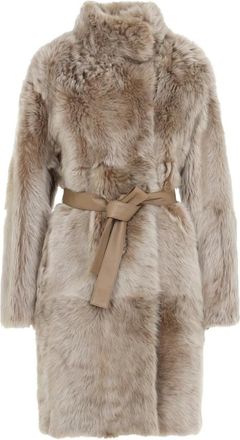 Yves Salomon Cappotto in Shearling con Cintura - - Coats - Donna - Beige - S