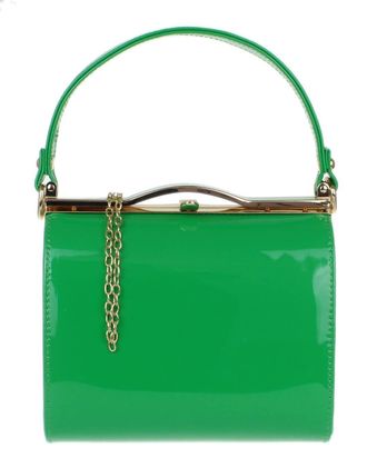 Girly HandBags Womens Patent Faux Leather Clutch Bag Handle Closure Evening Handbag (Apple Green)