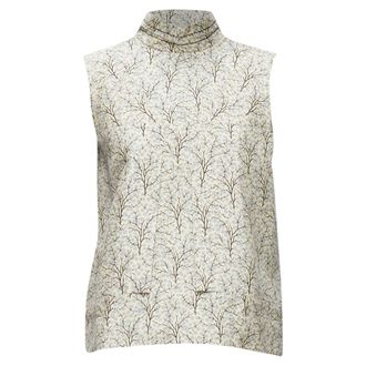 Marni tree print cotton silk lined hi collar angular armhole vest