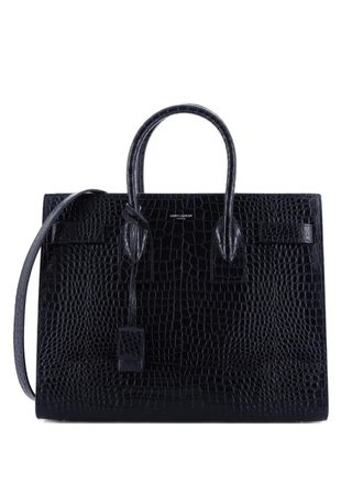 Saint Laurent Sac de Jour NM Bag Crocodile Embossed Patent Small tote bag - Nero