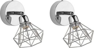 Beliani Set of 2 Spotlight Lamps ERMA Adjustable Metal Silver