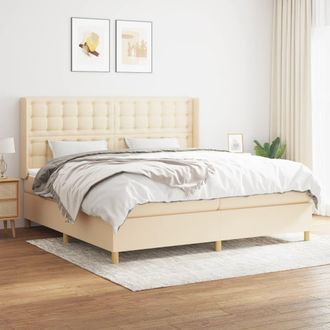 vidaXL Vidaxl - Cama Box Spring Con Colch&oacute;n Tela Color Crema 200x200 Cm