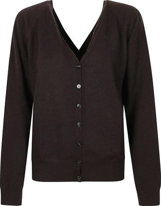 Lisa Yang Brown Jiani Fitted V-Neck Cardigan