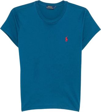 Ralph Lauren T-shirt met logo-borduring - Dames - T-shirts - Blauw - XS - Katoen - Tops