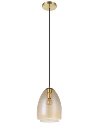 Eglo Eglo Alobrase 1 Light Pendant With Brushed Gold Finish & Metallic Amber Glass Shade