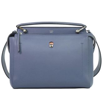 Fendi Dotcom Convertible Satchel Leather Blue Leather Handbag (Pre-Owned)