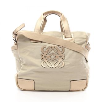 Loewe Beige Gold Canvas Leather Handbag Tote Bag (Pre-Owned)