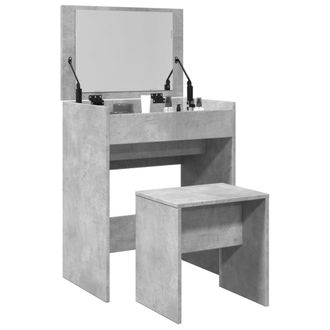 Berkfield Home Dressing Table & Stool Concrete Grey 60x40x113.5 cm