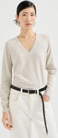 Brunello Cucinelli Cashmere sweater with monili in Oyster at Nordstrom, Size Xx-Large Eu